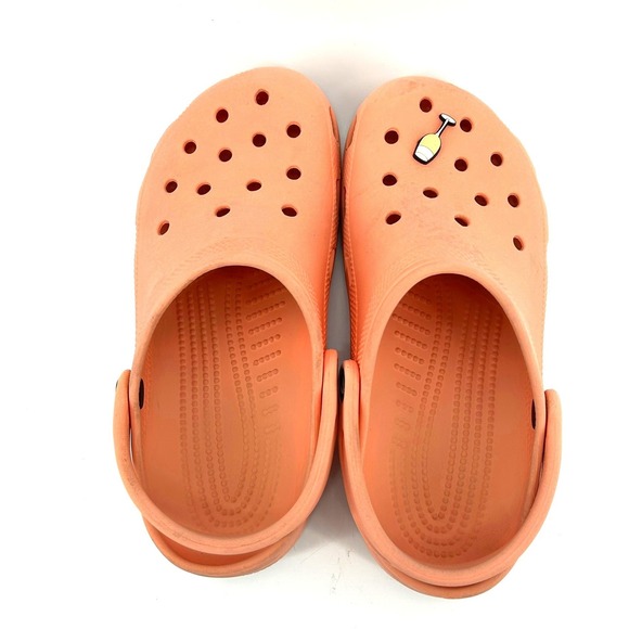Crocs Classic Clog Slip-On Melon Peach Coral Wine Glass Charm Womens Size 7 - Picture 5 of 5
